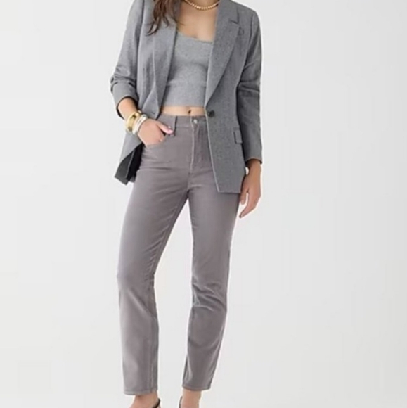 J. Crew Women's Stretch Corduroy Vintage Slim Straight Pants High Rise NWT Grey - Picture 2 of 16